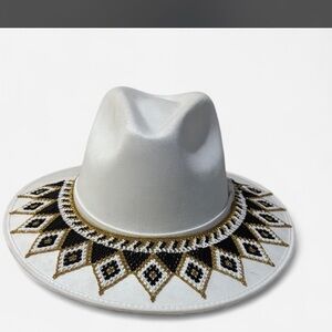 Elegant White Beaded Hat